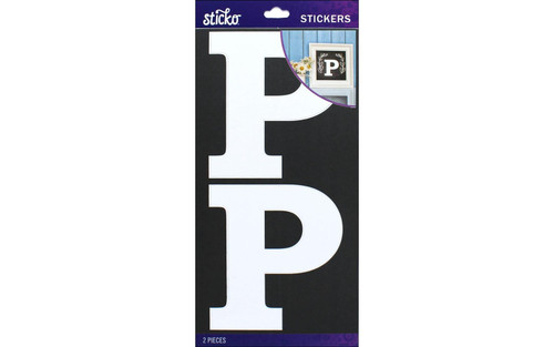 Sticko / ekSuccess 3.5" MONOGRAM BLOCK LETTER "P" White Stickers - Acid Free