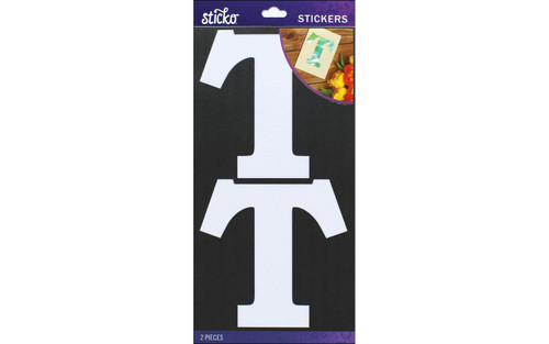 Sticko / ekSuccess 3.5" MONOGRAM BLOCK LETTER "T" White Stickers - Acid Free
