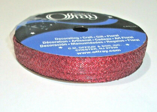 Offray METALLIC RED Ribbon 3/8" X 5 Yds