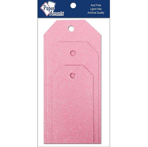 Paper Accents GLITZ PETAL PINK 10 Piece Assorted Size Craft Tags Glitter