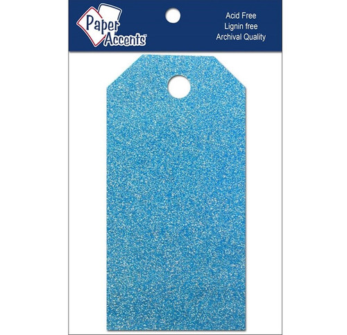 Paper Accents GLITZ MALIBU Blue 10 Piece Craft Tags XSM 1.625" X 3.25" Glitter