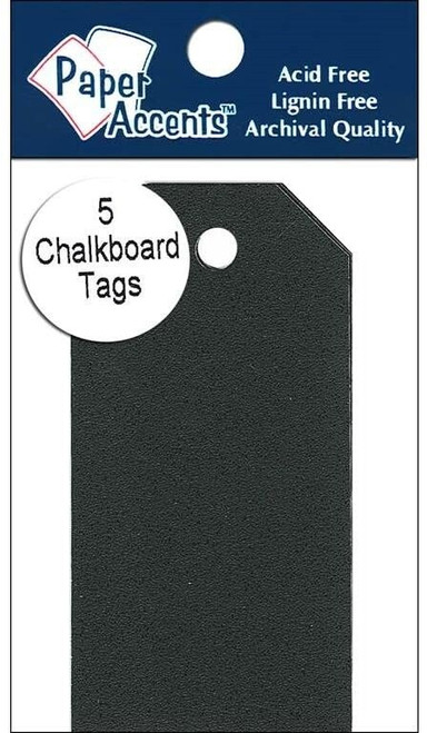 Paper Accents Adhesive CHALKBOARD Black 5 Piece Craft Tags XSM 1.625" X 3.25"