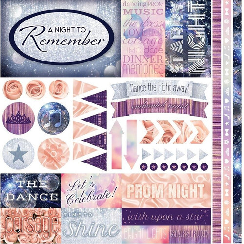 Reminisce Elements NIGHT TO REMEMBER Cardstock Die Cut Stickers Prom 12"X12"