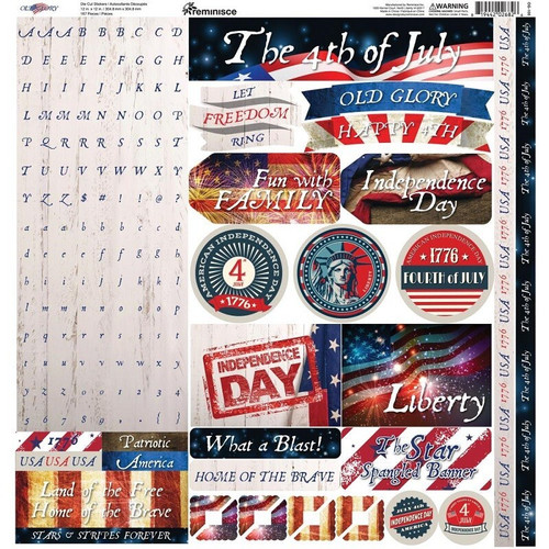 Reminisce Elements OLD GLORY 4th Of July USA America Cardstock Die Cut Stickers