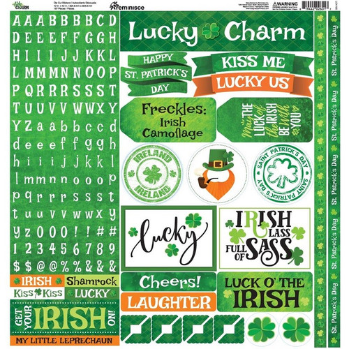 Reminisce Elements LUCKY CHARM Cardstock Die Cut Stickers St. Patrick's 12"X12"