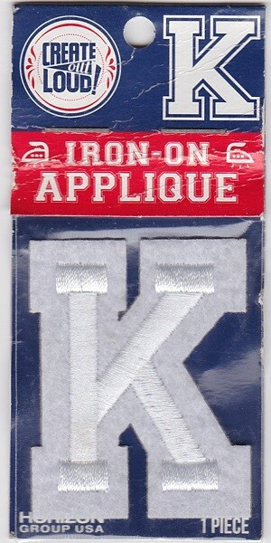 Create Out Loud / Horizon Iron-On Applique Letter "K" White 1.5 X 2"