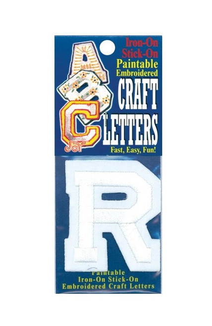 Joy S.A. Iron-On / Stick On Embroidered Applique White LETTER "R" Approx 2" X 2"