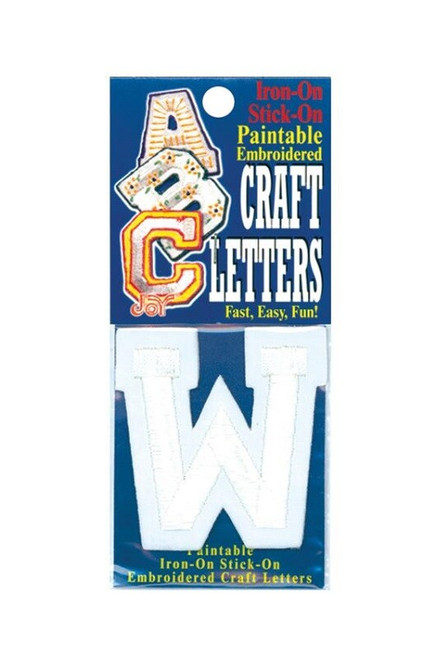 Joy S.A. Iron-On / Stick On Embroidered Applique White LETTER "W" Approx 2" X 2"