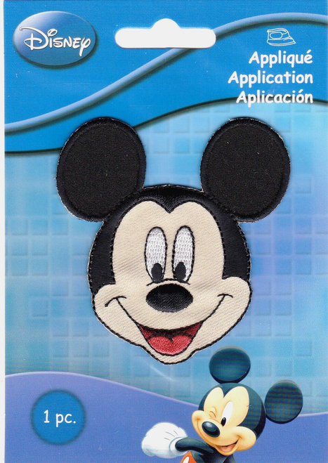 Disney MICKEY MOUSE HEAD Iron On Applique 3" X 2.5"