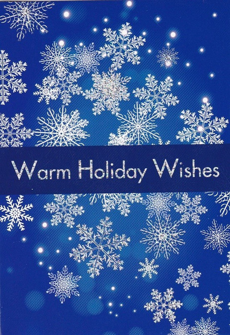 Christmas Card with Envelope - WARM HOLIDAY WISHES Foil Print 6.5" X 4.5"