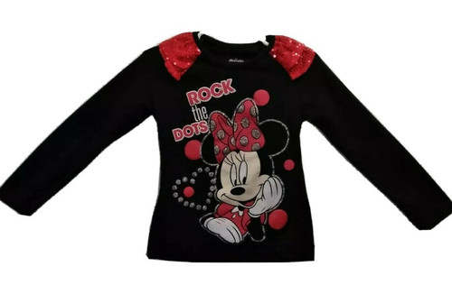 Disney MINNIE MOUSE ROCK THE DOTS toddler 4T Long Sleeve Sparkly Shirt