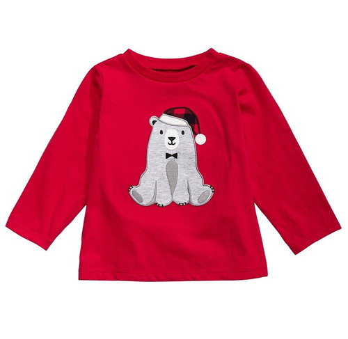 FIRST IMPRESSIONS Baby 3-6 Months Santa Bear Print Cotton Christmas T-Shirt NWT