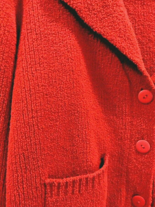 Dress Barn - Womens Petite Medium RED KNIT BUTTON UP SWEATER