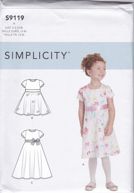 Uncut SIMPLICITY Pattern S9119 Girls 3-8 Dress