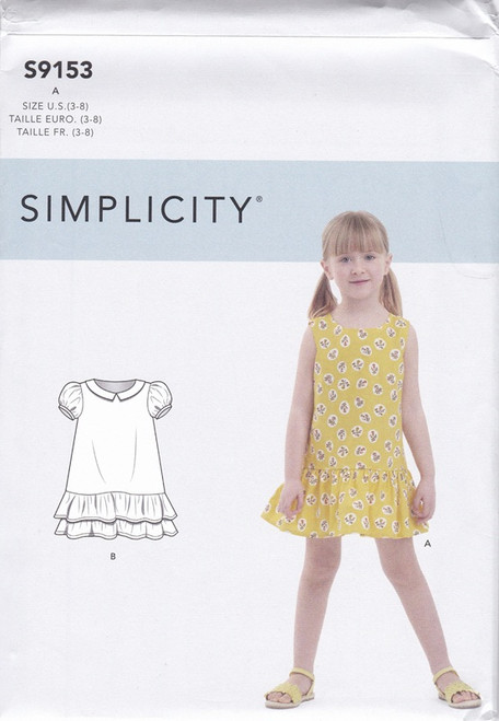 Uncut SIMPLICITY Pattern S9153 Girls Size 3-8 Ruffle Dress