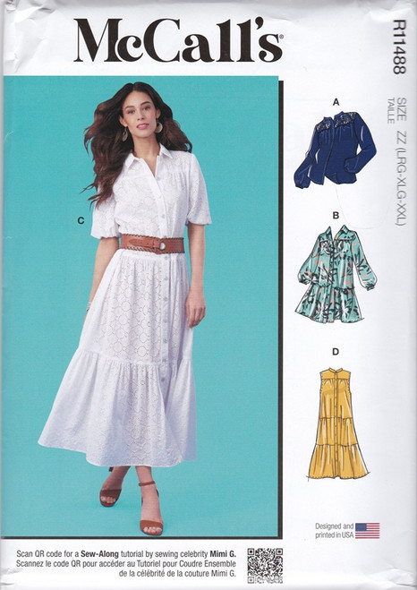 Uncut McCALL'S Pattern R11488 / M8285 Womens Size Lrg-XXL Top Dress