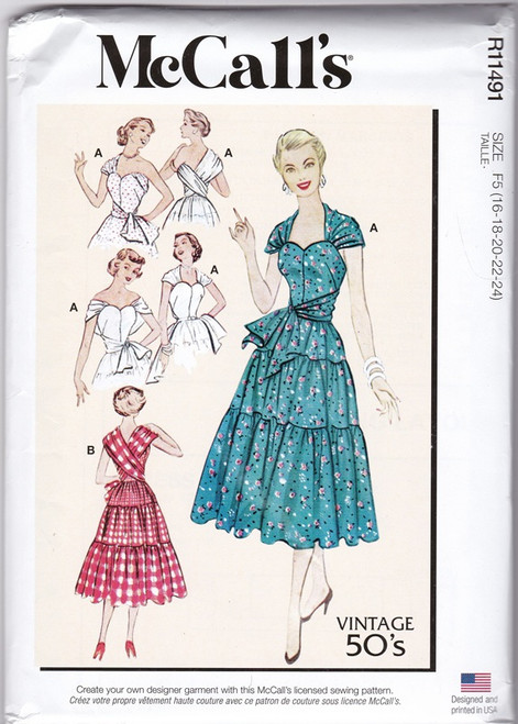 Uncut McCALL'S Pattern R11491 / M8280 Womens Size 16-24 Dress 50's Style