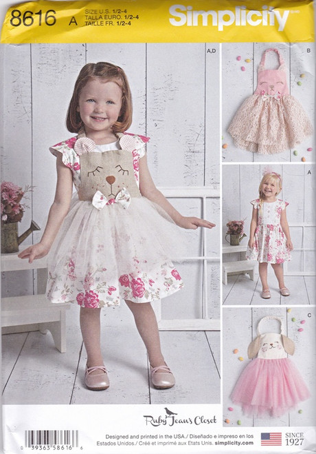 Uncut SIMPLICITY Pattern 8616 Toddler Girls Size 1/2-4 Dress, Tutu