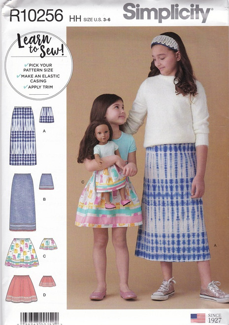 Uncut SIMPLICITY Learn To Sew R10256 / S8961 Sewing Pattern Girls 3-6 Skirt