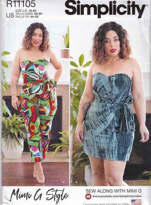 Uncut SIMPLICITY Pattern R11105 / S9330 Womens 16-24 Misses Strapless Jumpsuit And Mini Dress