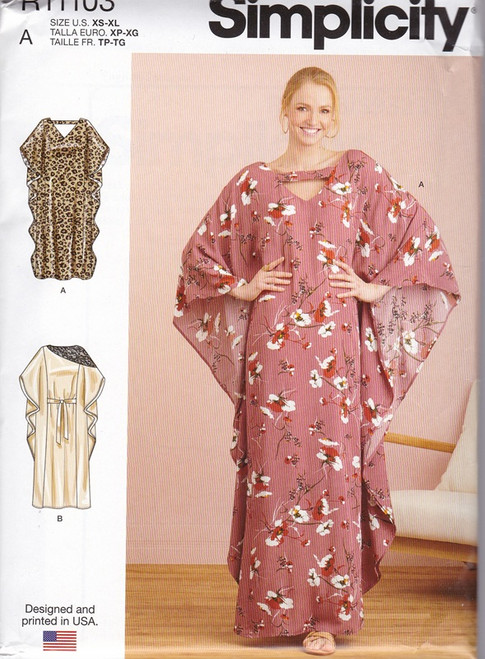 Uncut SIMPLICITY Pattern R11103 / S9323 Womens XS-XL Misses' Caftans