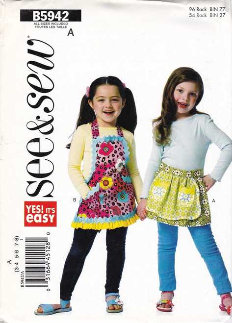 Uncut SEE & SEW Easy Pattern B5942 Childrens / Girls Aprons