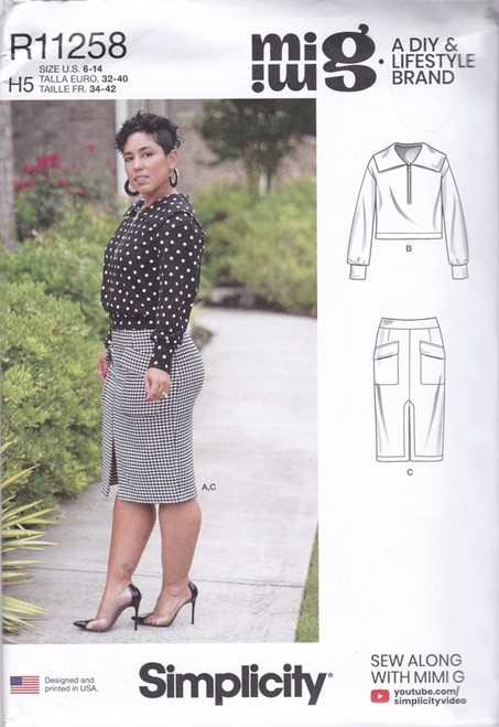 Uncut SIMPLICITY Mimi G Style Pattern R11258 / S9182 Womens 6-14 Knit Top & Skirt