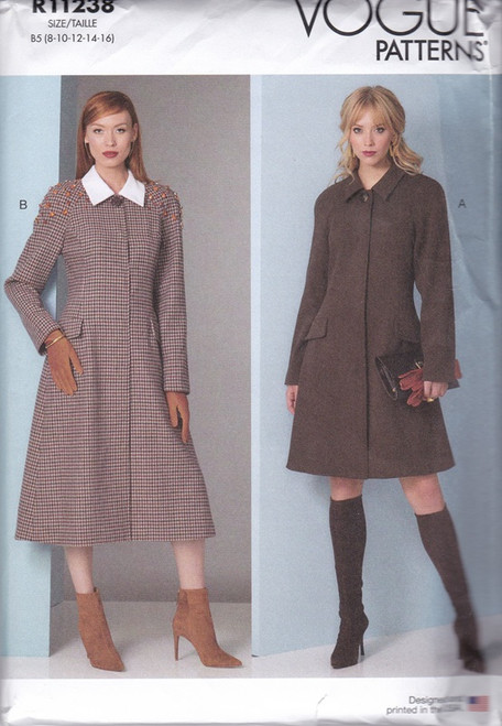 Uncut VOGUE Pattern R11238 / V1836 Womens 8-16 Long Coat