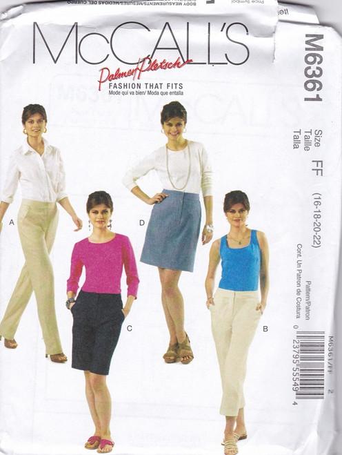 Uncut McCALL'S Palmer Pletscher Pattern M6361 Womens Size 16-22 Pants, Shorts, Skirt