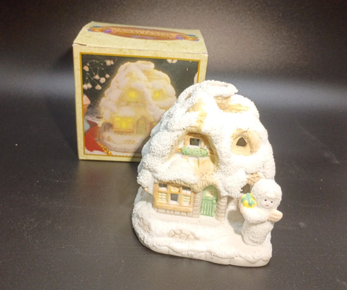 Vintage Winter Tots HOLIDAY HOME Candle / Votive holder Christmas Snow Cottage