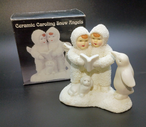 Ceramic CAROLING SNOW ANGELS Winter Figurine