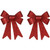 Home - 2 Piece Sparkly GLITTER BOWS Christmas Red 7" Long Holiday