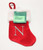 Home LETTER "N" 8" Mini Red Stocking With Silver Monogram