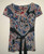 AB STUDIO Womans Short Sleeve Shirt Junior XL Multi-Colored Flower