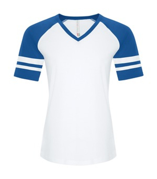 RING SPUN BASEBALL LADIES' TEE - ATC0822L - White True Royal