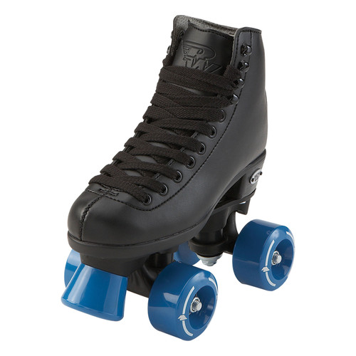 Riedell Black Wave Junior Roller Skate - Designed for the recreational skater, the Wave Junior roller skate delivers comfort and style. The boot of the Wave skate features a soft, padded lining. Full-precision bearings and high-rebound urethane wheels provide a smooth roll that kids are sure to enjoy.
