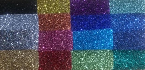 Glitter from top left to bottom : Black, Silver, Light Multi, Gold
Second Row Top to bottom: Yellow Gold,Orange, Pink, Red, 
Third Row Top to bottom: Purple, Bright Royal, Aqua, Light Green
Fourth Row Top to bottom: , Jade, Royal, Navy, Green
