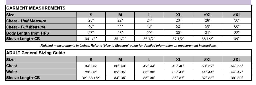 Fruit of the Loom hooded sweatshirt measurement instructions.