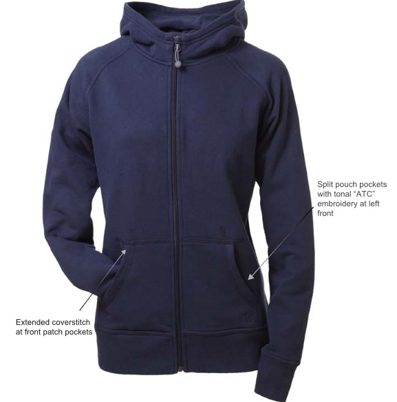 ATC all-pro cotton fleece full-zip hooded ladies sweatshirt