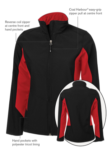 Coal Harbour soft shell Black/True Red Ladies jacket color