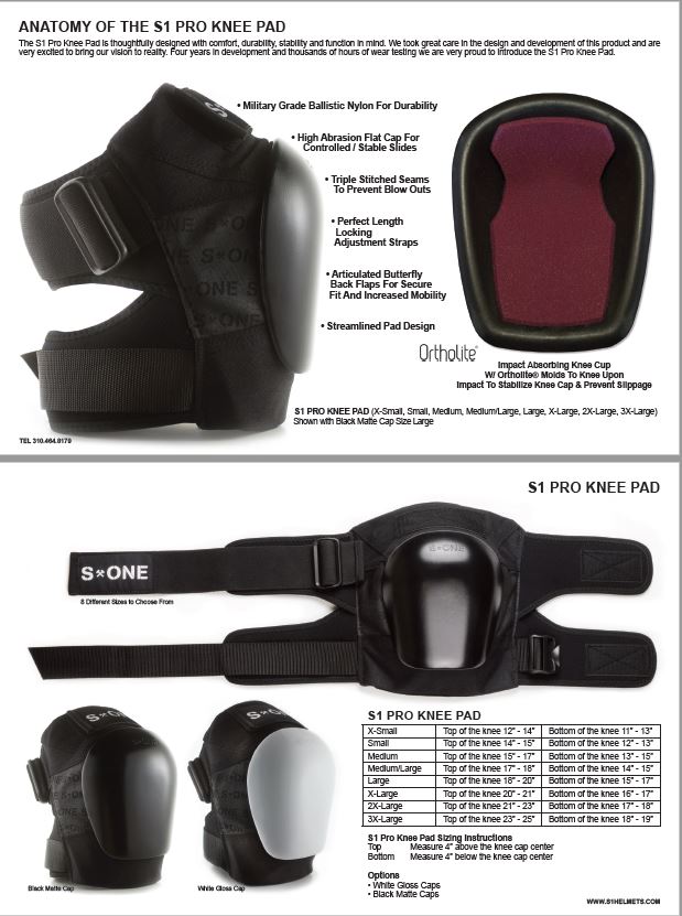 S1 Pro Knee Pads, Skateboard Knee Pads