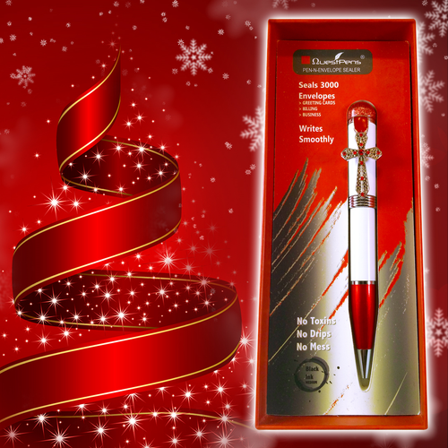 White and Red Pen and Envelope Sealer with Red Christian Cross