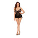 Tie-Back Baby Doll Teddy & Thong Plus Size