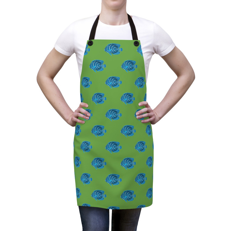 Blue Angel Fish Apron - Lime Green