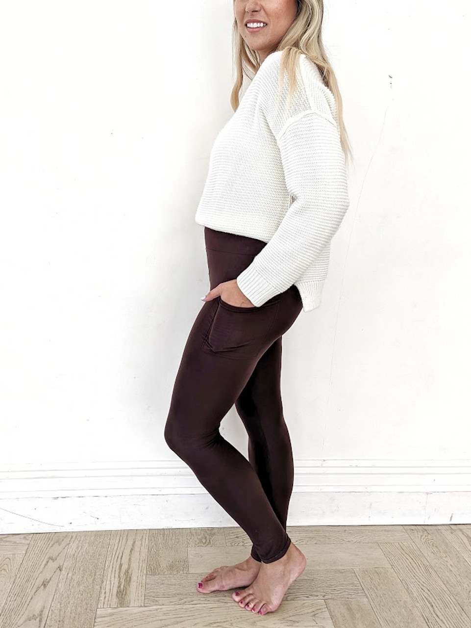 Chocolate Brown Leggings w/pockets BouJeelegs - Cotton Foundry Wholesale