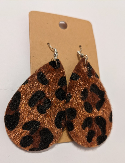 Leopard Shimmer Felt, Stainless Steel Earrings