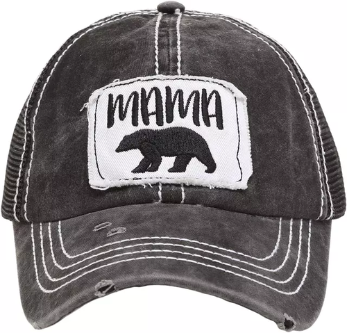 White Mama Bear Patch "D" Back Truckers Hat