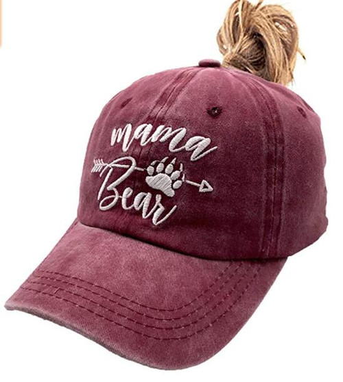 Mama Bear Embroidered Baseball "D" Back Hat
