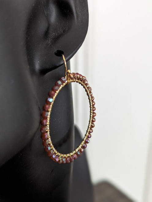 Gold & Bronze Beaded Circle Earring