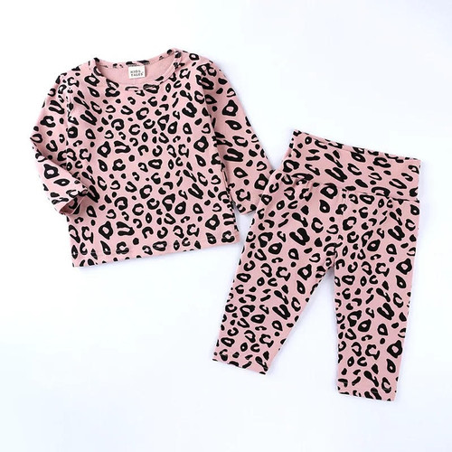 Kid's Soft Leopard Lounge Set -Pink